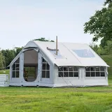 Miuxe Aufblasbares Zelt Für Camping 6-8 Personen, Großes Outdoor Pop Up Zelt Familienzelt Mit Schornsteinöffnung & Skylight, 4-Saison Luftzelt Aufblasbar Zelt Haus XXL Schneller Aufbau Gampingzelt