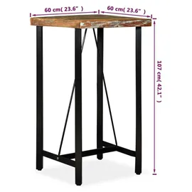 vidaXL Bartisch 60 x 60 x 107 cm Braun