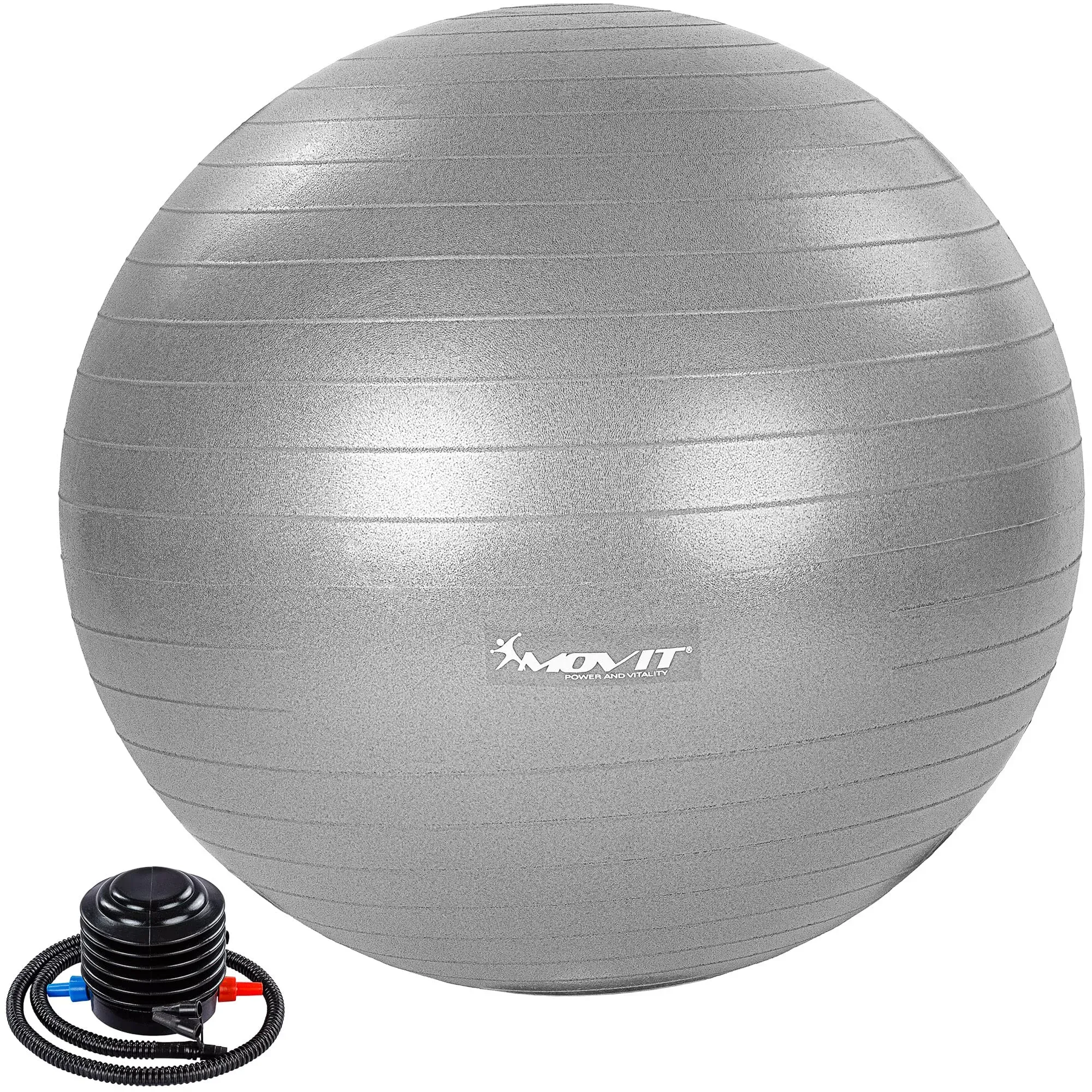 MOVIT® Gymnastikball »Dynamic Ball« inkl. Pumpe, 65 cm, Silber, Maximalbelastbarkeit bis 500kg, berstsicher, Fitness-Ball, Sitzball, Yogaball, Pilates-Ball, Balance