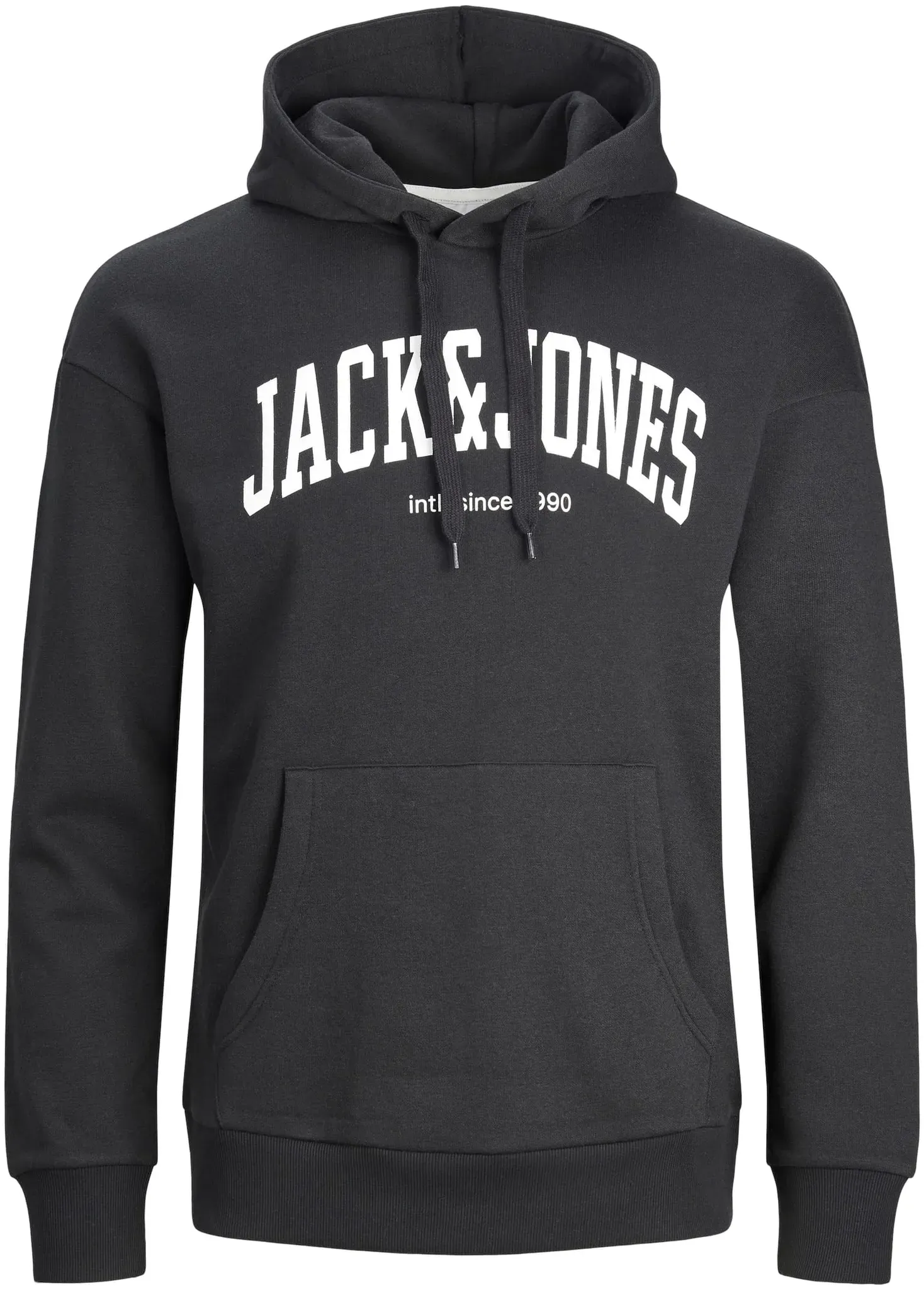 JACK & JONES Herren Logo Print Hoodie Basic Sweater Pullover Kapuzen Sweatshirt JJEJOSH, Farben:Schwarz, Größe Pullover:M