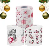 Weihnachts Toilettenpapier,3 Rollen Lustige Weihnachten Klopapier,Lustiges Weihnachts Toilettenpapier,Weihnachten Toilettenpapierrollen,Neuheit Urlaub Badezimmer Dekor,Weihnachtsneuheitsgeschenk
