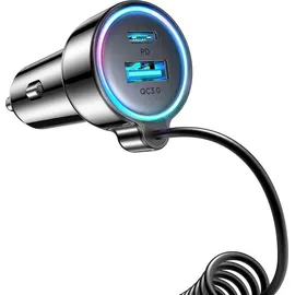 Joyroom Auto-Schnellladegerät 3 in 1 mit USB-Typ-C-Kabel 1,5 m 55 W schwarz (JR-CL07)
