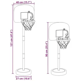 vidaXL Basketballkorb mit Ständer, Ball Pumpe Verstellbar 90/121 cm