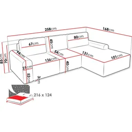 Mirjan24 Ecksofa Berne, Eckcouch mit Schlaffunktion und Bettkasten, Stilvoll Wohnzimmer Polstermöbel (Farbe: Sierra 744, Seite: Links) - Beige