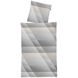 IRISETTE Mako-Satin-Bettwäsche CARO, Braun - Grau - 135 x 200 cm - Baumwolle - mit Reißverschluss
