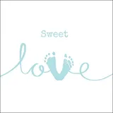 Ambiente Home Ambiente Serviette Lunch 33x33cm Motiv hellblau Taufe Baby Shower Junge Geburt Babyfüße blau 20 Stück pro Packung