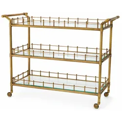 Casa Padrino Luxus Servierwagen Vintage Messing 122,5 cm - Gastronomie Accessoires