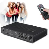 Wireless Amplifier, Bluetooth Verstärker 600W Mini Audio Amplifier HiFi Audioverstärker mit Fernbedienung Stereo Audio FM USB 5-Kanal Digital Amplifier für Hause und Auto