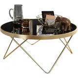 Wohnling Couchtisch rund Schwarz Gold Glas 82 x 39 cm
