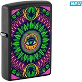 Zippo Cannabis Eye schwarz matt Color 60006550 Glow in The Dark Blue Original Feuerzeug