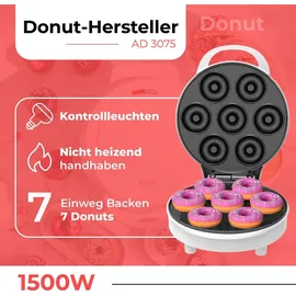 Adler AD 3075 Donut-Maker 7 Donuts 5cm Antihaftbeschichtung rutschfest Weiß