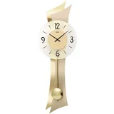 AMS - Wanduhr - Quarz mit Pendel - Pendeluhr mit Messing-Applikationen und Glas