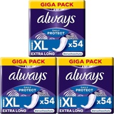 Always Dailies Protect Slipeinlagen Damen, Extra Long (54 Binden) Giga Pack, geruchsneutralisierend, atmungsaktiv, flexibel (Packung mit 3)