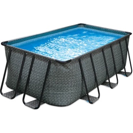 Summer Waves Premium Frame Pool Rattanoptik, PVC/Stahl, 549x274x132, jede Menge Zubehör Inklusive, rechteckig