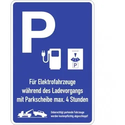 Dreifke® Parkplatzschild - Hinweistafel für Parken an Ladesäulen, Alu, 600x900 mm