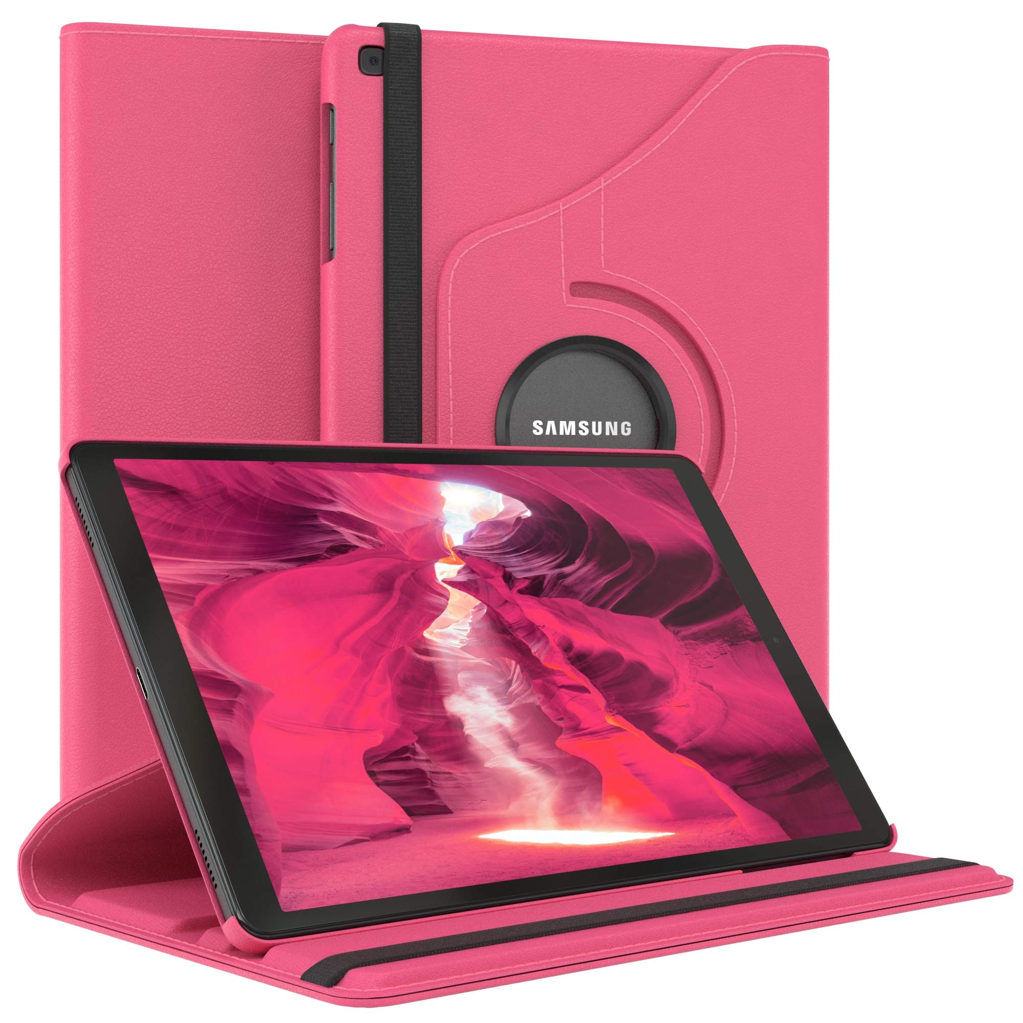 EAZY CASE - Tablet Hülle für Samsung Galaxy Tab A 10.1 (2019) Schutzhülle 10.1 Zoll Smart Cover Tablet Case Rotationcase zum Aufstellen Klapphülle 360° drehbar mit Standfunktion Tasche Kunstleder Pink