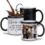 glitzertassen.de® | Glück ist einen Menschen wie dich an meiner Seite zu haben| Farbwechseltasse mit Glitzer| Fototasse | Geschenkidee | Valentinstag | Liebe | Kaffeetasse | Magic | Personalisiert