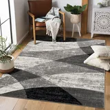 Sanat Teppich Vintage - Modern Teppiche für Wohnzimmer, Kurzflor Teppich in Grau - Mehrfarbig, Öko-Tex 100 Zertifiziert , Größe: 200 x 290 cm