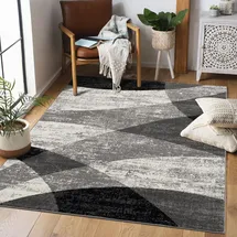 Sanat Teppich Vintage - Modern Teppiche für Wohnzimmer, Kurzflor Teppich in Grau - Mehrfarbig, Öko-Tex 100 Zertifiziert , Größe: 200 x 290 cm