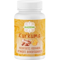 MADENA Kurkuma, Kurkumin hochdosiert, optimierte Bioverfügbarkeit, patentiertes Verfahren, bewusst ohne Piperin und Emulgatoren, vegan 50 Kapseln