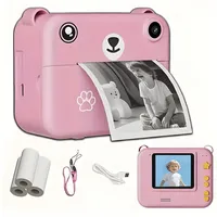 Athlix 1080P Kinderkamera Selfie Digitalkamera Kinder Sofortbildkamera Kinderkamera (3 MP, 180° drehbares Objektiv, Ein-Knopf-Sofortdruck) rosa