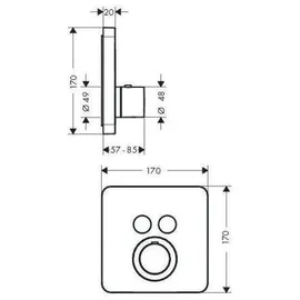 Hansgrohe AXOR ShowerSelect Soft Thermostat Unterputz für 2 Verbraucher, 36707800