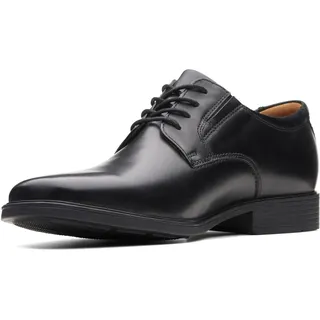 CLARKS Tilden Plain Derby, Black Leather, 42.5 EU