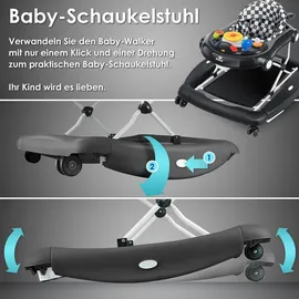 Kidiz KIDIZ® 4in1 Lauflernhilfe Babywalker Spiel- und Lauflernwagen Gehfrei - Schaukelfunktion Babywippe mit Rollen, Licht, Musik ,Spielecenter Esstisch Laufstuhl Laufhilfe babys ab 6 Monaten Klappbar