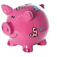 Mousehouse Gifts Große Schweinchen Spardose Piggy Bank Mädchen mit Herzen für Erwachsene oder Kinder