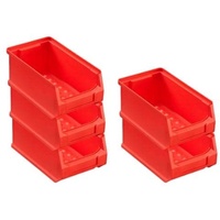SparSet 5x Rote Sichtlagerbox 2.0 | HxBxT 7,5x10x17,5cm | 0,8 Liter | Sichtlagerbehälter, Sichtlagerkasten, Sichtlagerkastensortiment, Sortierbehälter