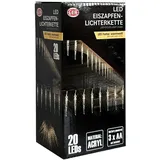Mojawo LED Eiszapfen Lichterkette warmweiß 20 LEDs Innen Batterie L220cm