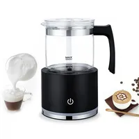 Irishom 600 W automatischer elektrischer Milchaufschäumer, 250 ml, Maschine für heißen/kalten Schaum, transparenter Becher, Touch-Steuerung/leiser Betrieb, für Espresso heiße Schokolade Milch-Schwarz