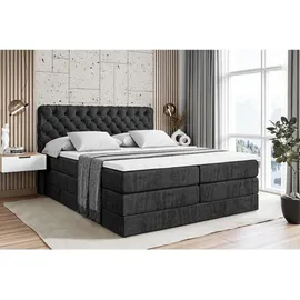 altdecor Boxspringbett mit Matratze, Topper, Polsterbett mit, Bettkasten BOXI8 KING - 180x200 - Schwarz Holzwerkstoff, Höhe ca. 20 cm cm, Schlafzimmer, Betten, Boxspringbetten