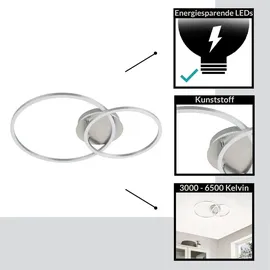 EGLO LED Deckenleuchte Palmaves 3 Nickel-Matt Silber 55 x 39 cm Weiß