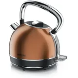 Arendo Wasserkocher mit Temperatureinstellung, 1,7 l, 2200 W, Edelstahl Retro Style Vintage, Überhitzung & Trockenkochschutz, kupfer