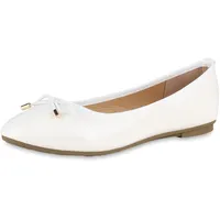 VAN HILL Damen Klassische Ballerinas in Weiss Lack