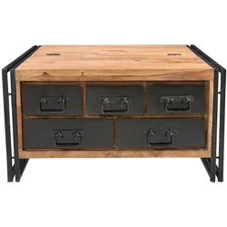 Couchtischtruhe Akazie Altmetall Couchtisch Wohnzimmer Sofa Tisch Beistelltisch