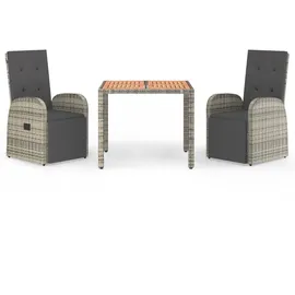 vidaXL Garten-Essgruppe 3-tlg. Grau