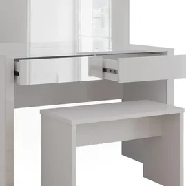 Vicco Schminktisch Annabelle Weiß Hochglanz/weiß, 110 cm mit Spiegel und Bank