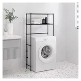 vidaXL Waschmaschinenregal 2 Ablagen Schwarz 69x28x143 cm Eisen