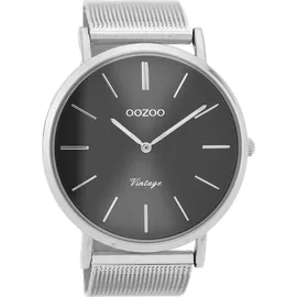 Oozoo Armbanduhr silber Edelstahl Milanaise Metallband 44 MM Silbergrau/Silberfarben C9936
