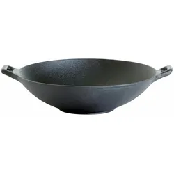 Wok aus Gusseisen mit 2 Griffen Bratpfanne D: 37cm Asiawok Wokpfanne Bratpfanne
