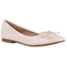 Stiefelparadies Damen Klassische Ballerinas in Beige Lack