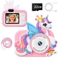 Kinderkamera,1080P HD Digitalkamera für Kinder mit 2,0" Bildschirm & 32GB-Karte, Geschenke für Geburtstag Weihnachten, Fotoapparat Spielzeug für 3-12 Mädchen Jungen