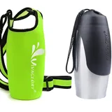 VIVAGLORY 750 ml Edelstahl Trinkflasche für Hunde & Neopren Flaschenträger Kombination, Hundetrinkflasche und Wasserflaschenhalter, Ideal für Wandern, Reisen mit Haustieren