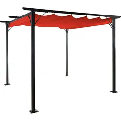Mendler Pergola HWC-C42, Garten Pavillon, stabiles 6cm-Gestell + Schiebedach ~ 3x3m terracotta