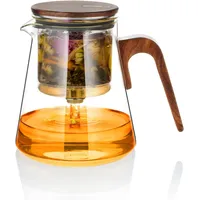 800 Ml Magnetische Glas-teekanne Mit Teesieb, Magische Teekanne Für Losen Tee Mit Magnetischem Deckel Für Sauberes Aufbrühen Von Kräutertees, Griff Aus Walnussholz