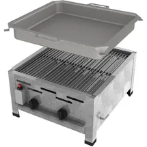 ChattenGlut Gasbräter 2-flammig 9 kW 480 x 530 x 270 cm Edelstahl inkl. Rost und Pfanne