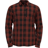Odlo Herren Shirt L/S Halden Check Hemd, Black - Ketchup, M