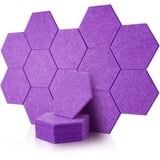 Rdutuok 12 Stück Akustik Panel,30x26x1cm Hexagon Akustik Absorber Schallschutzplatten Akustikpaneele Wand für Tonstudio, Büro,Studio und Wanddekoration (Lila)